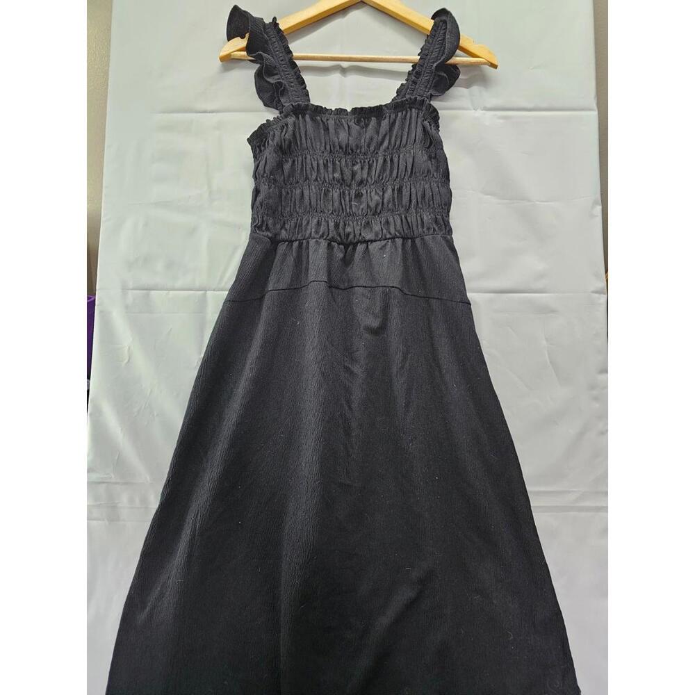 Old Navy Black Smocked Sleeveless Midi Dress Womens Small